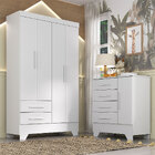 Conjunto Quarto Infantil Colorir Guarda Roupas 4 Portas E Côm