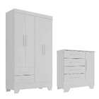 Conjunto Quarto Infantil Colorir Guarda Roupas 4 Portas E Côm