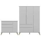 Conjunto Quarto Infantil Cômoda E Guarda Roupa Cinza Royal Sh