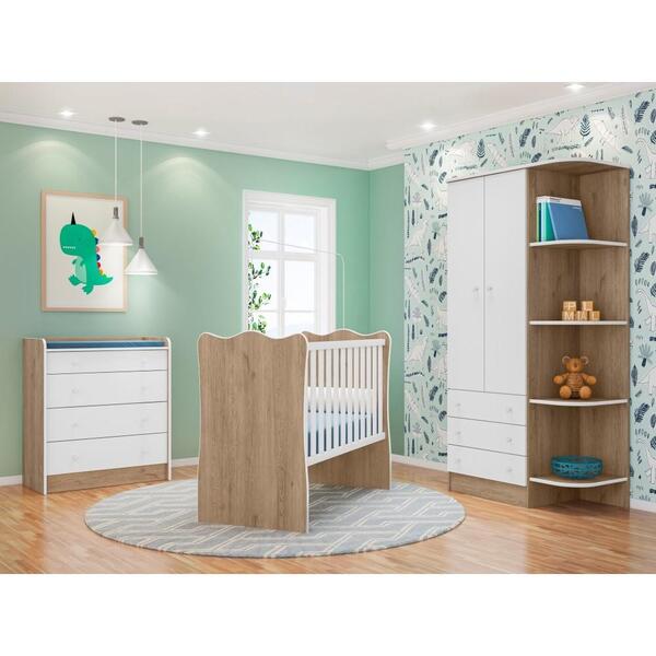 Conjunto Quarto Infantil Louis Carvalho Rústico Branco