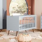 Conjunto Quarto Infantil Retro Berço E Comoda Bogota Cinza Co