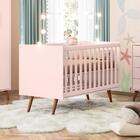 Conjunto Quarto Infantil Retro Berço E Comoda Rosa Bogota Com