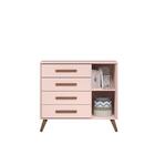 Conjunto Quarto Infantil Retro Berço E Comoda Rosa Bogota Com