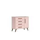 Conjunto Quarto Infantil Retro Berço E Comoda Rosa Bogota Com