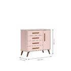 Conjunto Quarto Infantil Retro Berço E Comoda Rosa Bogota Com