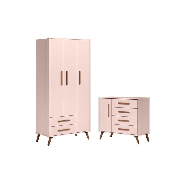 Conjunto Quarto Infantil Retro Guarda Roupa E Comoda Chicago