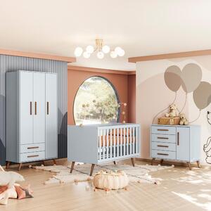 ROJITA NOEMIE evelyn 4点セット Conjunto Quarto Infantil Retro Sevilha Cinza Com Colchao | Leroy