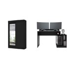 Conjunto Quarto Solteiro Gamer Com Guarda Roupa  E Mesa Gamer