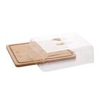 Conjunto Queijeira Redonda E Porta Frios Bambu Com Tampa Plás