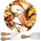 Conjunto Queijo 4 Peças Tábua Vidro Euro