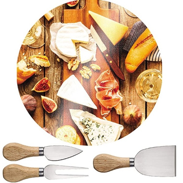 Conjunto Queijo 4 Peças Tábua Vidro Euro