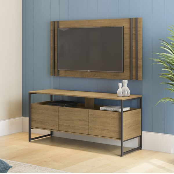 Conjunto Rack 03 Portas + Painel 132cm Linha Industrial Cj430