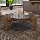 Conjunto Rack 1.9 E Mesa De Centro Cinza Perola Cedro