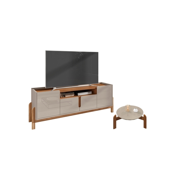 Conjunto Rack 1.9 E Mesa De Centro Off White Cedro