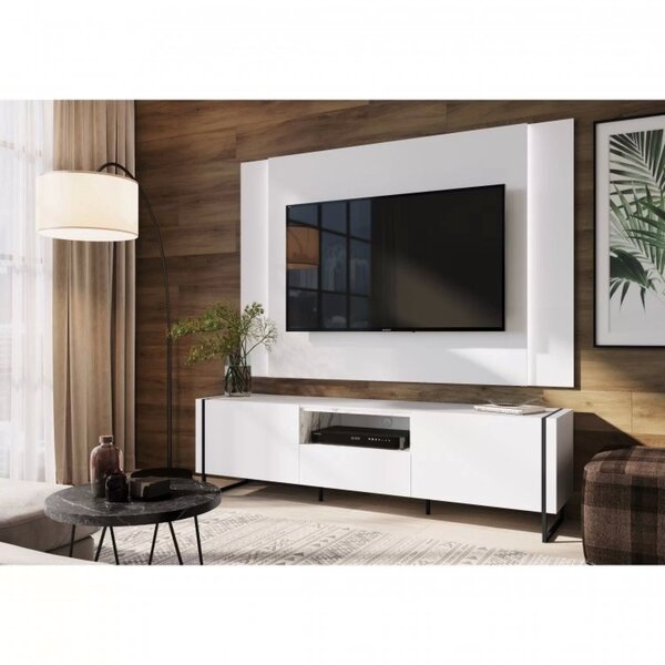 Conjunto Rack 2 Portas 1 Gaveta E Painel Vesta 180cm Para Tv