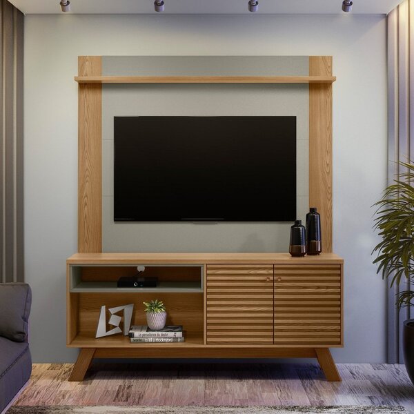 Conjunto Rack Camboriu 2 Portas 2 Nichos E Painel Tulum 1 Pra