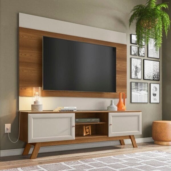 Conjunto Rack Com Painel Para Tv Até 60 Polegadas Ema Retrô C