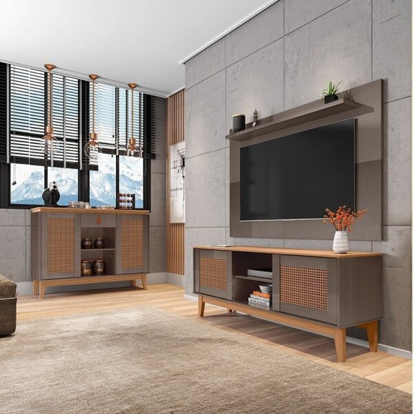 Conjunto Rack Com Painel Para Tv Até 60 Polegadas Retrô Safir