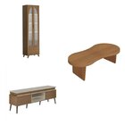 Conjunto Rack E Cristaleira E Mesa De Centro Murano Cinamomo/