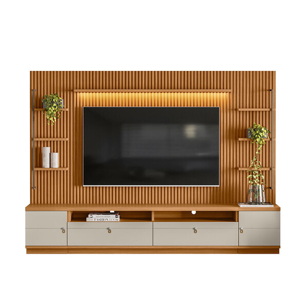 Conjunto Rack E Painel 1 Modulo Lateral Ouro Preto Linea Bras