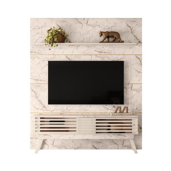 Conjunto Rack E Painel 2.08 Sydney Calacata Off-white