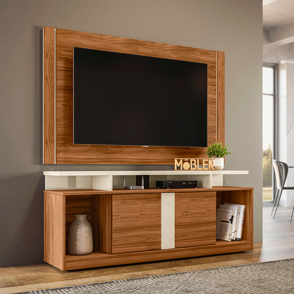 Conjunto Rack Milan E Painel Real Para Tv Até 65" 01 Porta E
