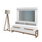 Conjunto Rack Painel E Luminária Coraline Branco Amêndoa