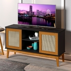 Conjunto Rack Para Tv 2 Portas E Adega Carina Preto Madeira