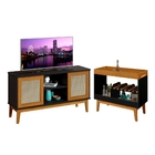 Conjunto Rack Para Tv 2 Portas E Adega Carina Preto Madeira