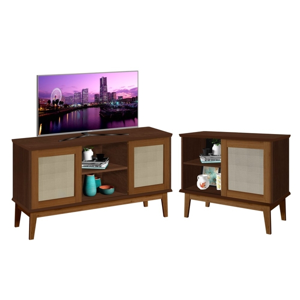 Conjunto Rack Para Tv 2 Portas E Aparador 1 Porta Freijó