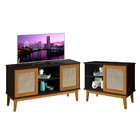Conjunto Rack Para Tv 2 Portas E Aparador 1 Porta Preto Madei