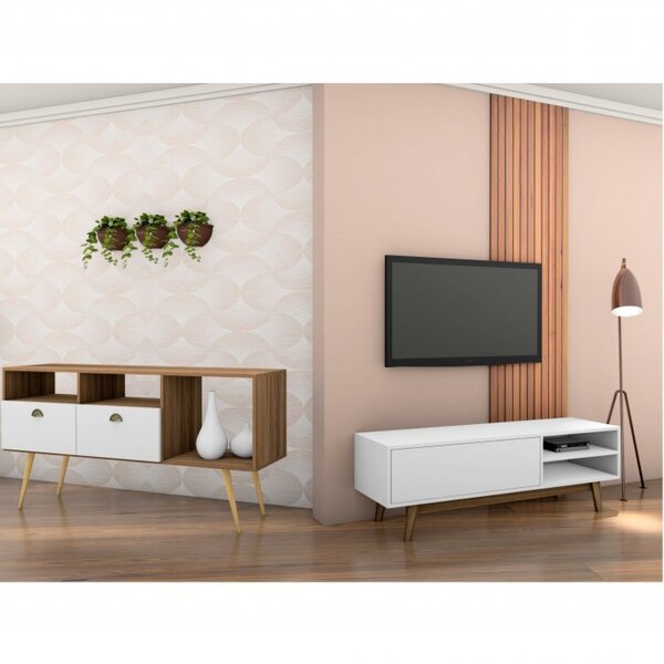 Conjunto Rack Para Tv Até 48 Polegadas 1 Porta Aparador 2 Por