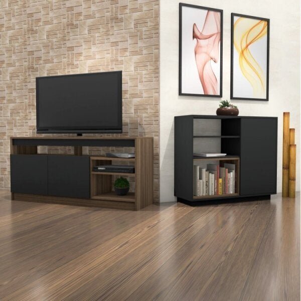 Conjunto Rack Para Tv Até 48 Polegadas 2 Portas E Aparador 1