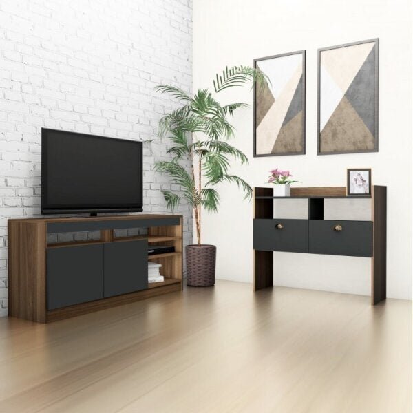 Conjunto Rack Para Tv Até 48 Polegadas 2 Portas E Aparador 2