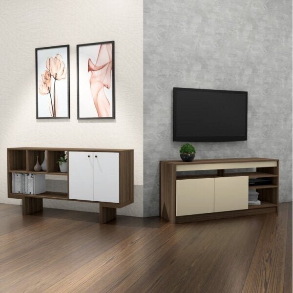 Conjunto Rack Para Tv Até 48 Polegadas 2 Portas E Aparador 2