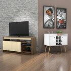 Conjunto Rack Para Tv Até 48 Polegadas 2 Portas E Bar Com Ade