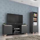 Conjunto Rack Tv 60" E Livreiro Multimóveis Cr45108 Grafite/s