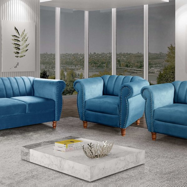 Conjunto Realeza Sofá Com Poltronas Chesterfield Decoração Az