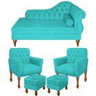 Conjunto Recamier Divã  Cancun + 2 Poltrona Bia + 2 Puff Para