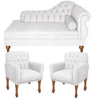 Conjunto Recamier Divã Chesterfield Cancun + 2 Poltrona Bia P