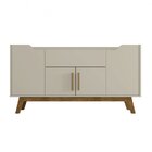 Conjunto Retrô Rack Com Painel E Aparador Desing Curvo Tv Até