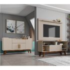 Conjunto Retrô Rack Com Painel E Aparador Desing Curvo Tv Até