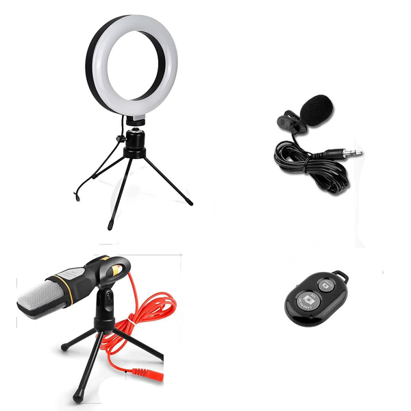 Conjunto Ring Light 6" com Tripé de 16cm + Disparador de Foto
