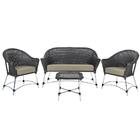 Conjunto Roma 1 Sofá 2 Poltronas 1 Mesa Para Jardim Area Vara