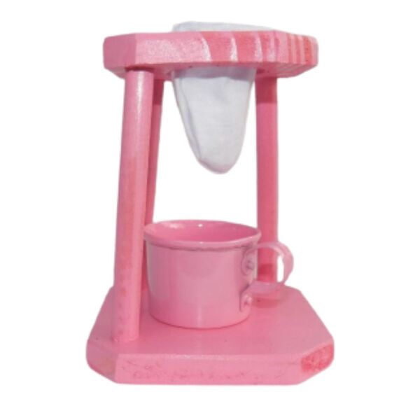 Conjunto Rosa Coador Café Mini + Filtro Pano + Caneca Esmalta
