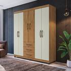 Conjunto Roupeiro Casal E Gaveteiro Peppi Freijó Cinza Cristal