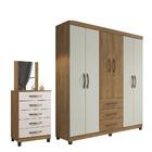 Conjunto Roupeiro Casal E Gaveteiro Peppi Freijó Cinza Cristal