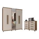 Conjunto Roupeiro Com Espelho E Cômoda Cinamomo Off White