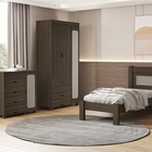 Conjunto Roupeiro/cômoda/cama De Solteiro Clara Chocolate - V