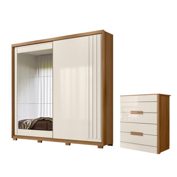 Conjunto Roupeiro E Cômoda Amon Freijó/off White